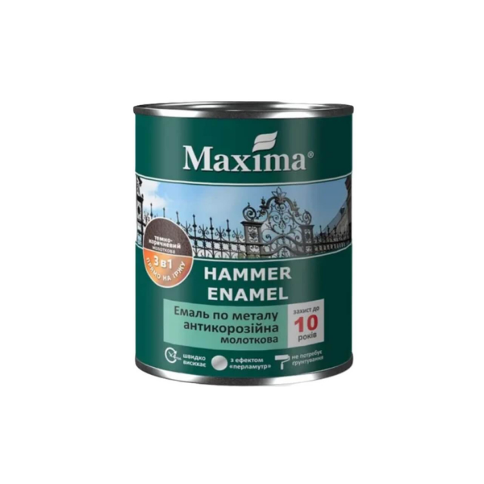 Емаль антикорозійна по металу 3в1, молоткова, чорна ТМ Maxima - 2.3кг