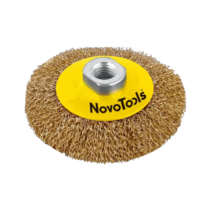 Щетка конусная NovoTools, гофр. латунь, 125мм