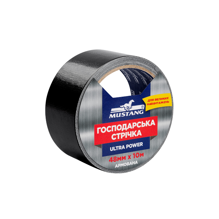 Господарська стрічка армована ULTRA POWER MUSTANG Чорна 48мм*10м