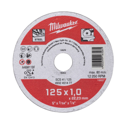 Диск відрізний по металу MILWAUKEE, SCS 41/125*1, d 125мм