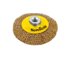 Щетка конусная NovoTools, гофр. латунь, 100мм